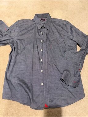 UNTUCKit Men's Blue Chambray Button-Down Shirt Sz Large